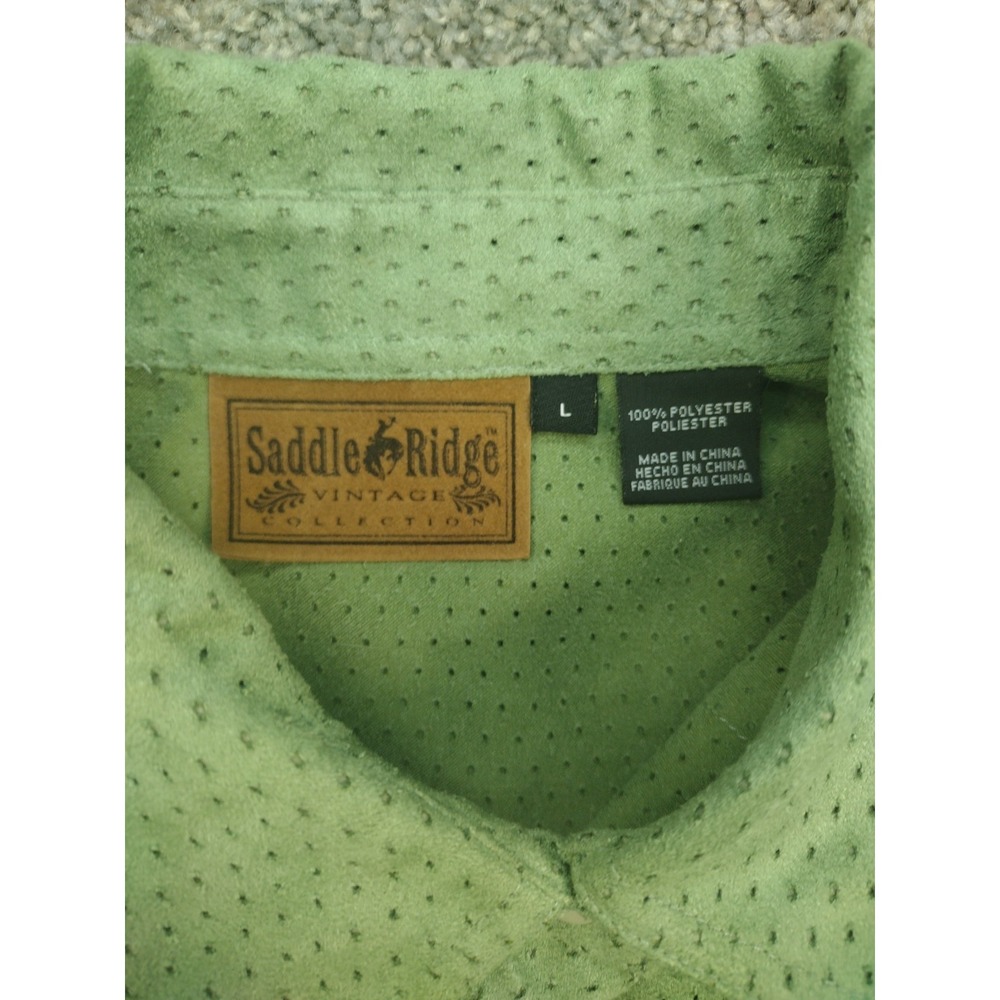 Saddle Ridge VTG 90s Look Women's Western Cowboy Green Pearl Snap Shirt - Picture 6 of 14